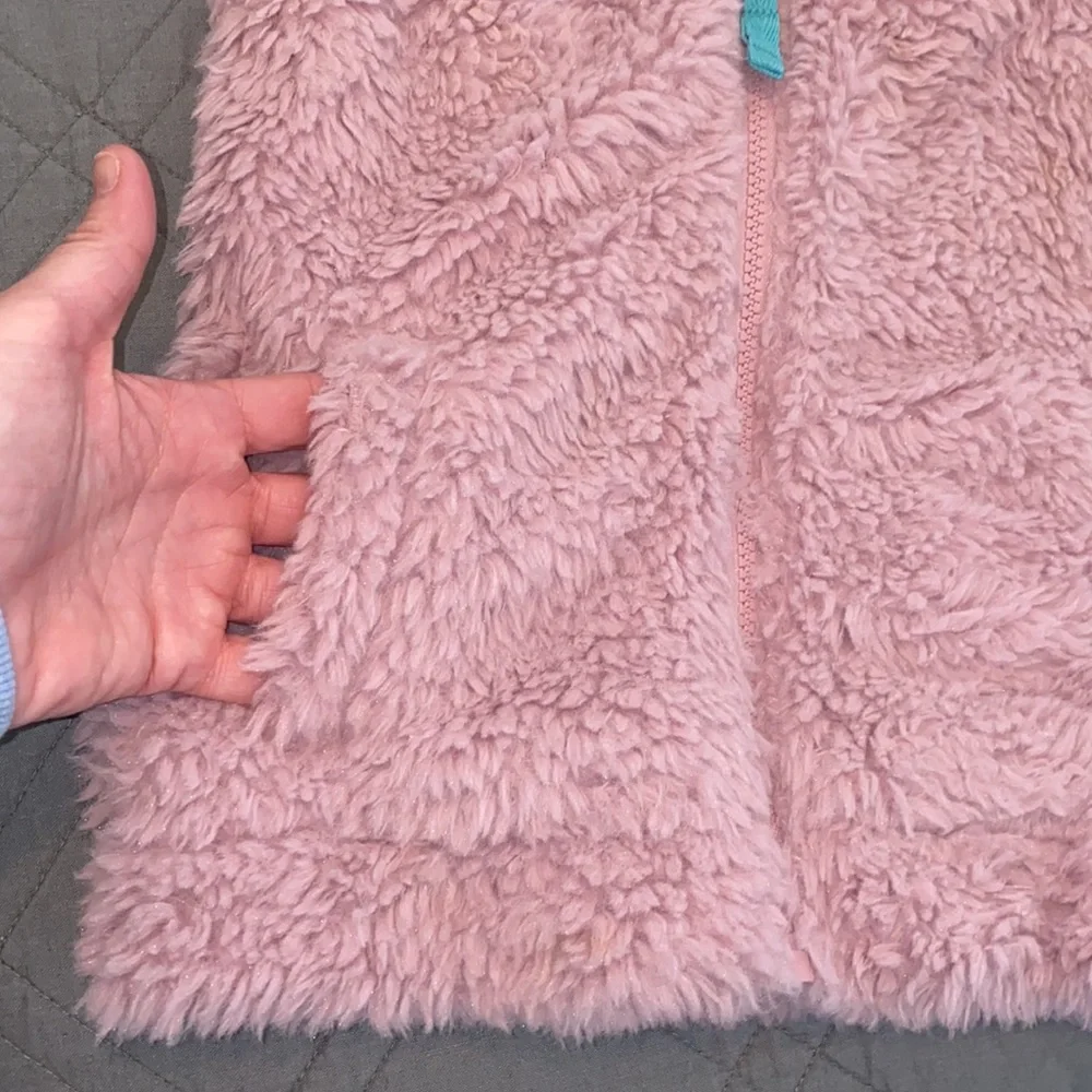Girls Mini Boden furry hoodie vest sz 5 6 Light Purple Lilac Fuzzy Sleeveless - Picture 7 of 7